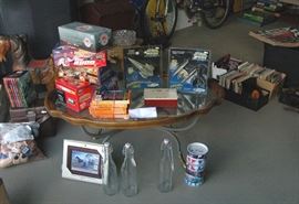 Assorted collectibles..Bottles..books..nascar