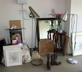 Floor lamps..Mirror...Pictures..Boots...