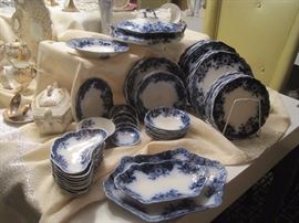 FLOW BLUE DINNER WARE