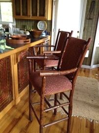 Pair of hickory bar chairs