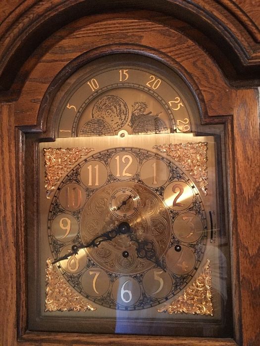 Dreamy tall chiming case clock "The Castleton" by Howard Miller with all the bells and whistles.