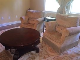 We have 1 beige chair & 1 white fringe chair.