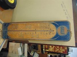 Vintage Original Gulf Oil Sign Thermometer 