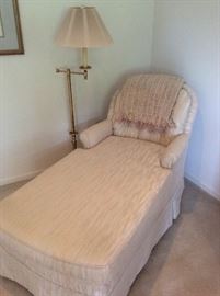 Peach upholstered chaise