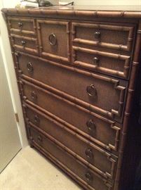 Drexel caned dresser with brass pulls 