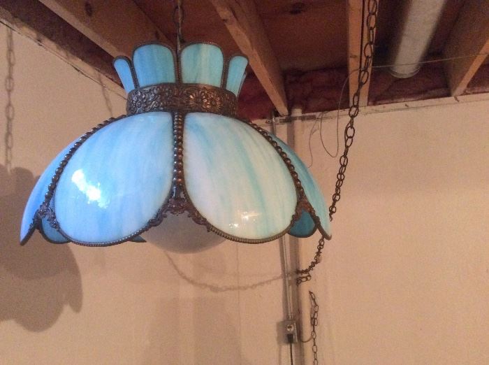 Mid century hanging light fixture with chain