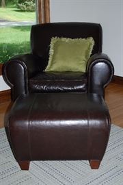 Pottery Barn leather chair and ottoman