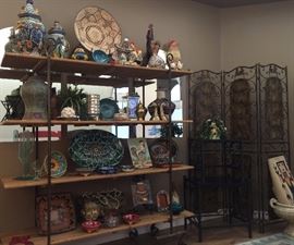 Asst Decor, Pottery, etc. Metal Room Dividier BOOKSHELF DISPLAY ONLY