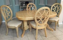 Dining Table w Built-in Extension, 4 Chairs