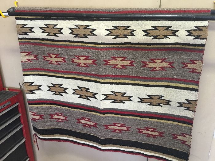 38"x56" approx. Two Grey Hills Navajo Rug