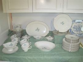Syracuse 'Lyric' china set-12 dinner plates,12 salad plates,  10 cups/ 12 saucers, cream/sugar, gravy boat, platter, vegetable bowl  