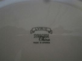 Marking of Syracuse 'Lyric' china- made in America