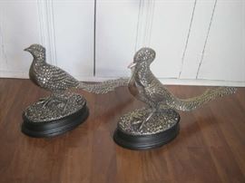 Pair of peacocks on black base