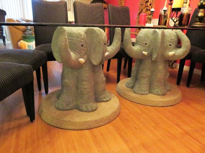 Custom Made Signed Elephant Bases - with Glass Top