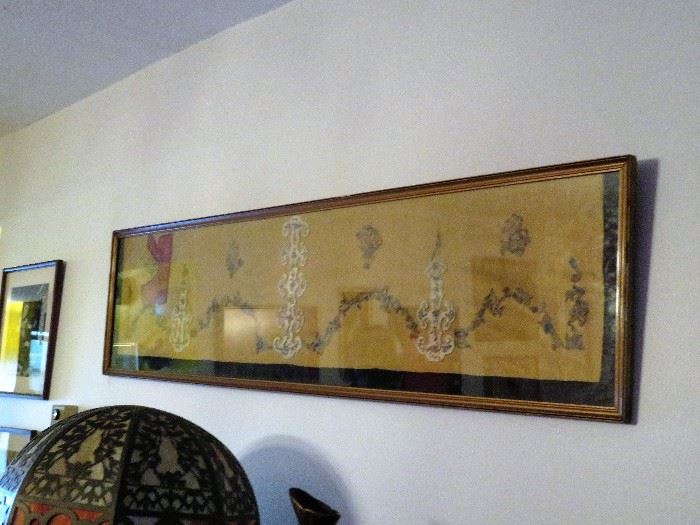 Antique framed silk