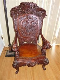 Ca. 1930 Hand Carved Throne Chairs