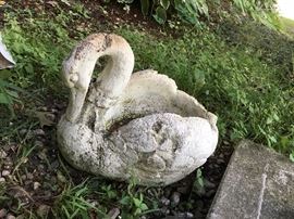 cement swan planter