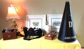 Vintage cameras, megaphone