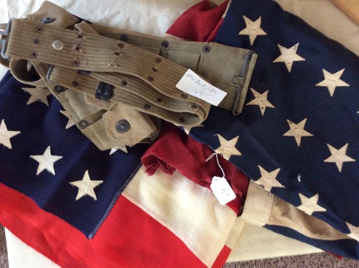 Ammo Belt and 2 48 Star US Flags