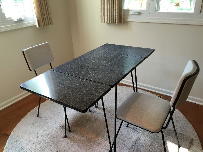 Mid-Century formica drop leaf table and chairs, circa 1950's.