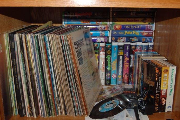 record albums and disney VHS