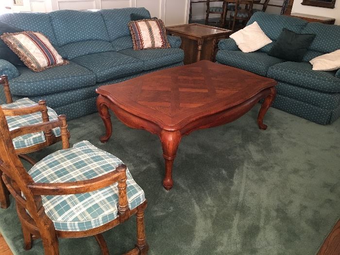 Living Room Furniture, coffee table, love seat, sofa, and arm chairs