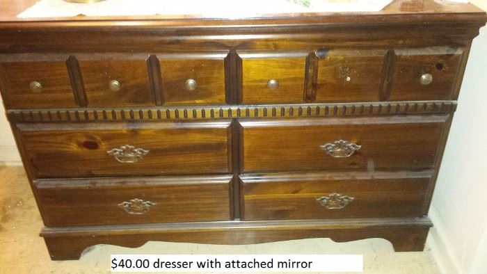 Part of matching set. Has attached mirror. Can be sold seperately