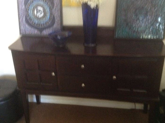 Mahoney Console Table plus Tall blue Vase and 2 Mosiacs - The Chakras