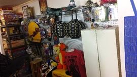 PEDDLE CAR, MEDAL SHELF, LANE FOOT TRUNK, NAPA VALLEY CD/BOOK MOVIE HOLDER SPINS,CANDLE HOLDERS V-TECH GAMES SONIC THE HEDGEHOG  