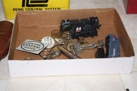Railroad memorabilia, pocket knife and keys