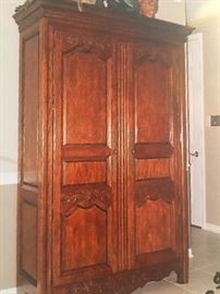 LOT#307  Cupboard Cabinet/Entertainment Center, Hickory Furniture Co. 82" H X 54.5" W X 20" D  3 SOLD-------removable adjustable shelves, 1 stationary drawer. Can be used for TV/Entertainment Center.  Completely finished inside w/ antique brass hardware. ***BUY IT NOW PAYPAL *** $325.00