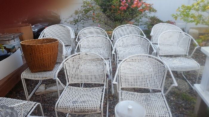 The classic 70's wrought iron patio chair - a bunch all ready to receive a new coat of paint.