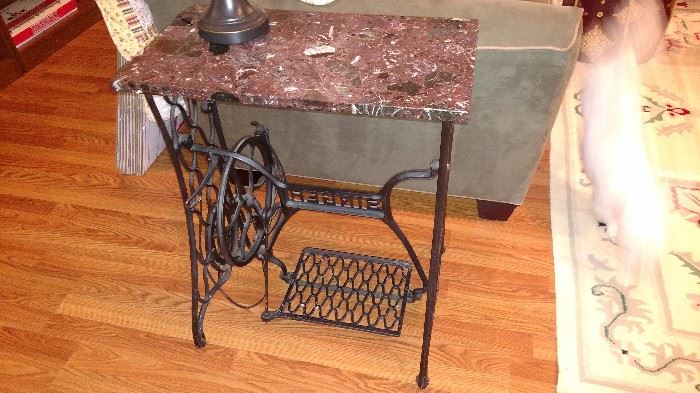 Vintage singer sewing machine turned into a table