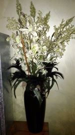 Beautiful black vase with fake flowers