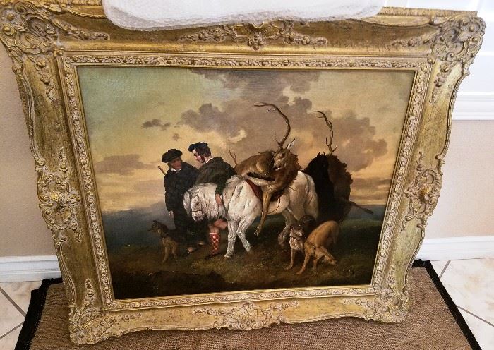 Vintage Painting English Hunters on Horses
