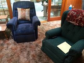 The blue chair is a medical recliner lift chair.