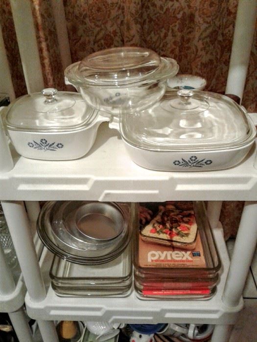 Great ASSORTMENT of Pyrex with matching cover lids. Also, seven 2- Quart Oblong baking dishes (6 clear color and 1 dark amber)
