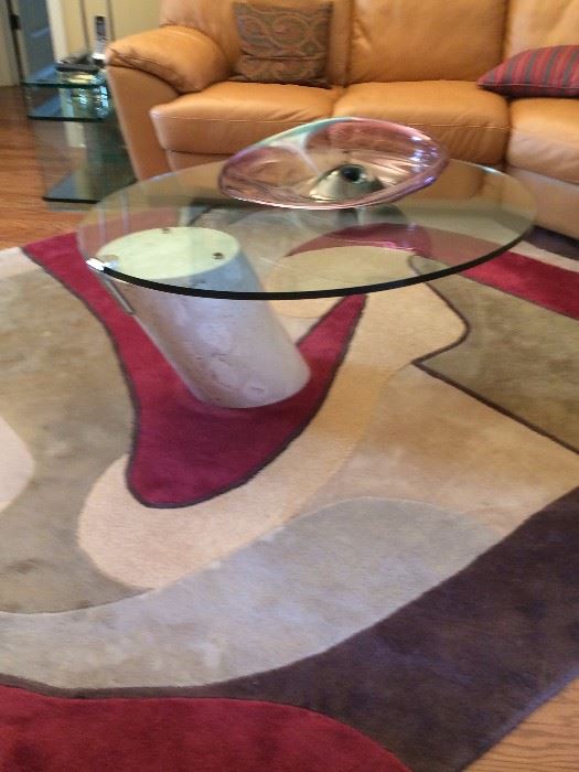 Cantilever glasstop coffee table   