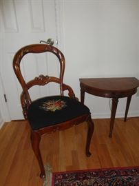 Lovely antique chair with hand worked needlepoint design