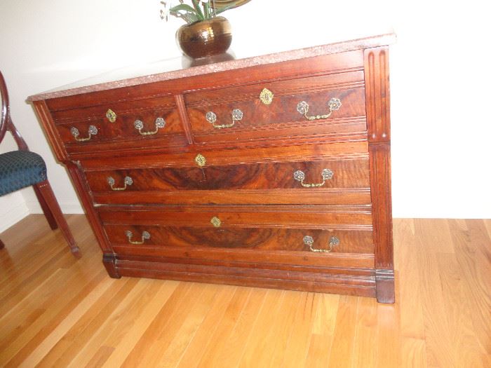 Marble top antique chest