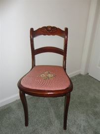 Nice little antique side chair with needlepoint design
