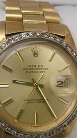 18k Gold Rolex Watch Presidential Diamonds Mens