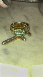 Diamond and Emerald Gold Mens Ring