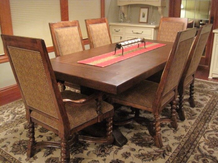 Refectory Table with 10 Dining Chairs by Norwalk Furniture/Lorts. Rug is not for sale.