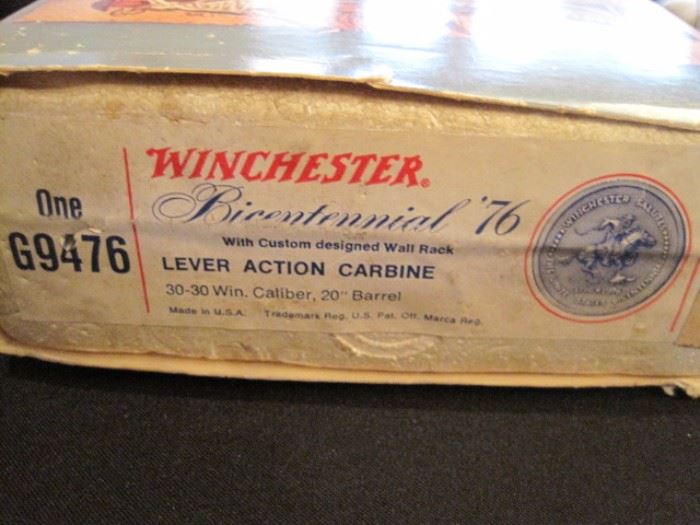 Winchester Bicentennial 30-30 with rack, new, in never opened box.