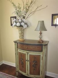 Painted cabinet, lamps