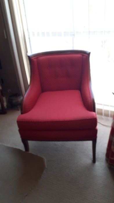 Red wing back set of 2 with custom upholstered in designer fabric.  Extra fabric available.  