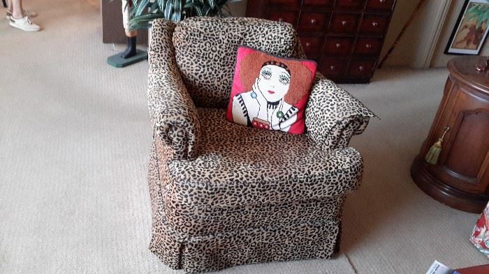 Leopard fabric chair.