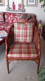 Chair Mahogany red wood and Ralph Lauren fabric