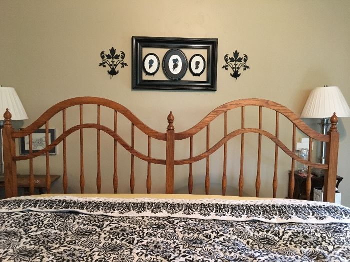 King Headboard. Solid oak by Thomasville Furniture. Additional photos available upon request. 